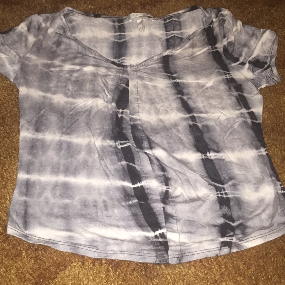 A black and white rye dye crop top